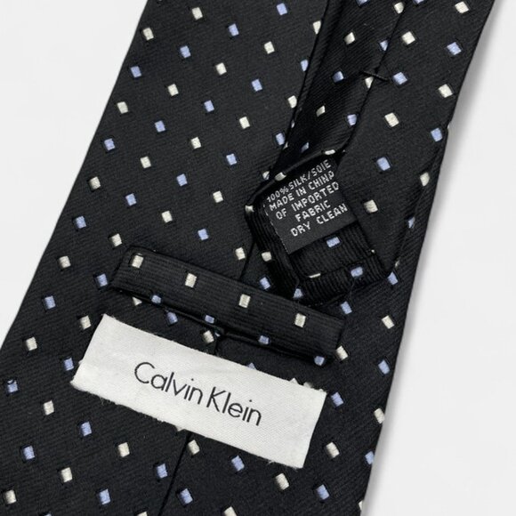 Calvin Klein Silk Tie Black Blue Diamond Geometric Business Formal Dress - Picture 4 of 6